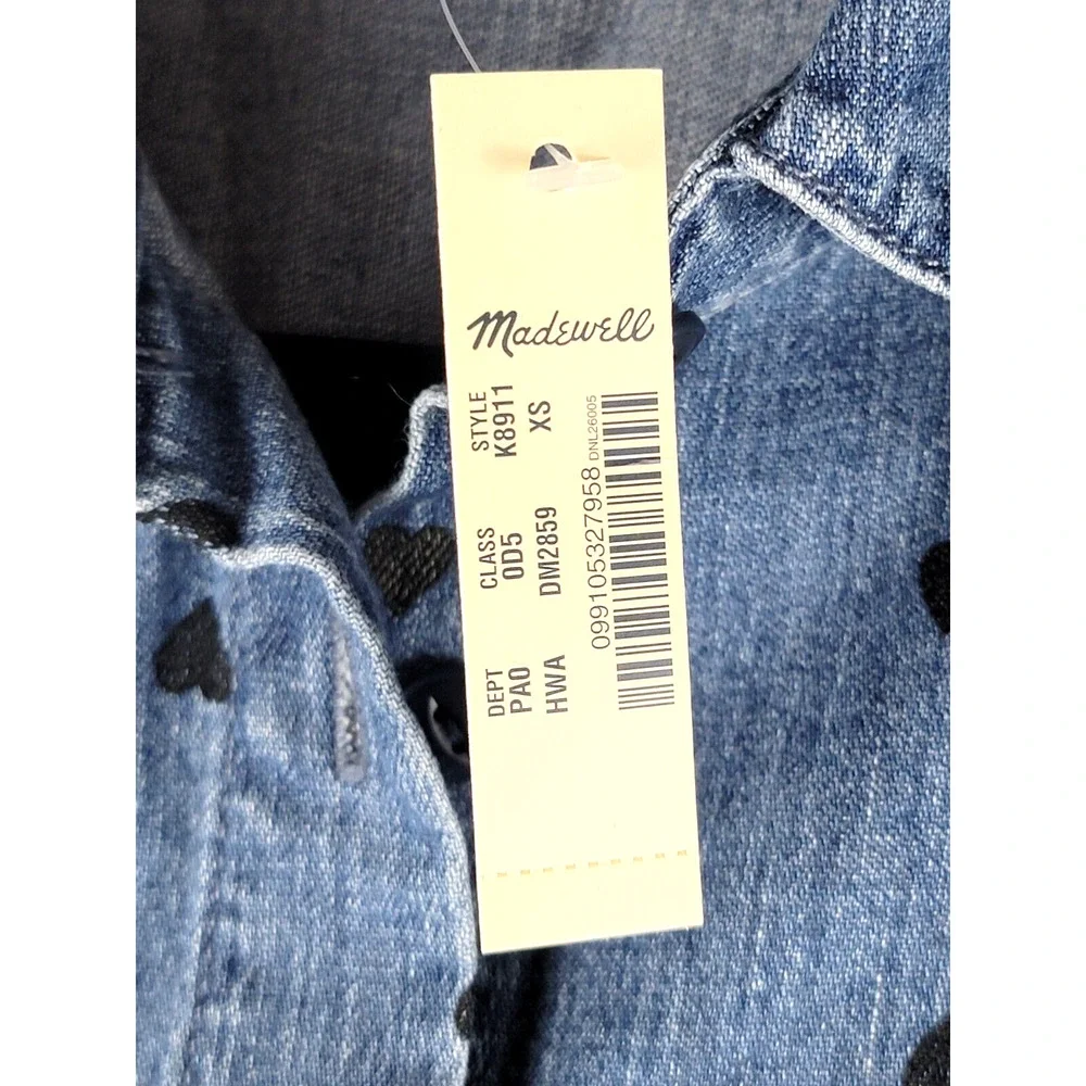 Madewell Denim Heart Tie Front Shirt XS NWT Cute Chambray - Picture 4 of 7